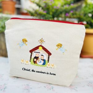 Premium Christ-Centred Christmas Travel Pouch – (Christ the saviour is Born)