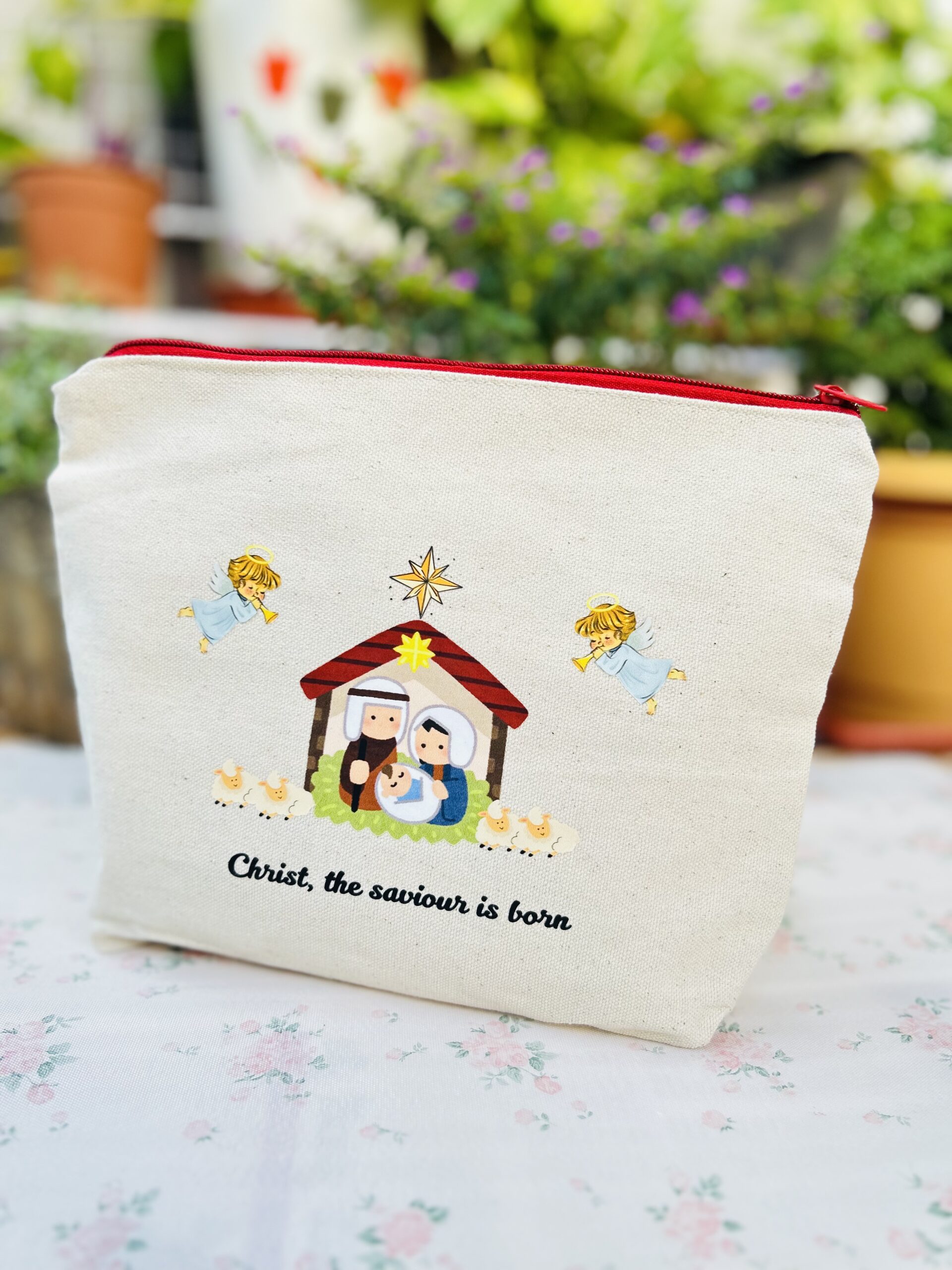 Premium Christ-Centred Christmas Travel Pouch – (Christ the saviour is Born)