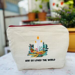 Premium Christ-Centred Christmas Travel Pouch – (God so loved the world)